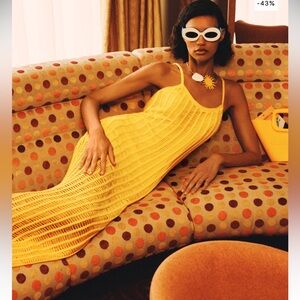 Mango yellow ombré crochet maxi dress size large/8